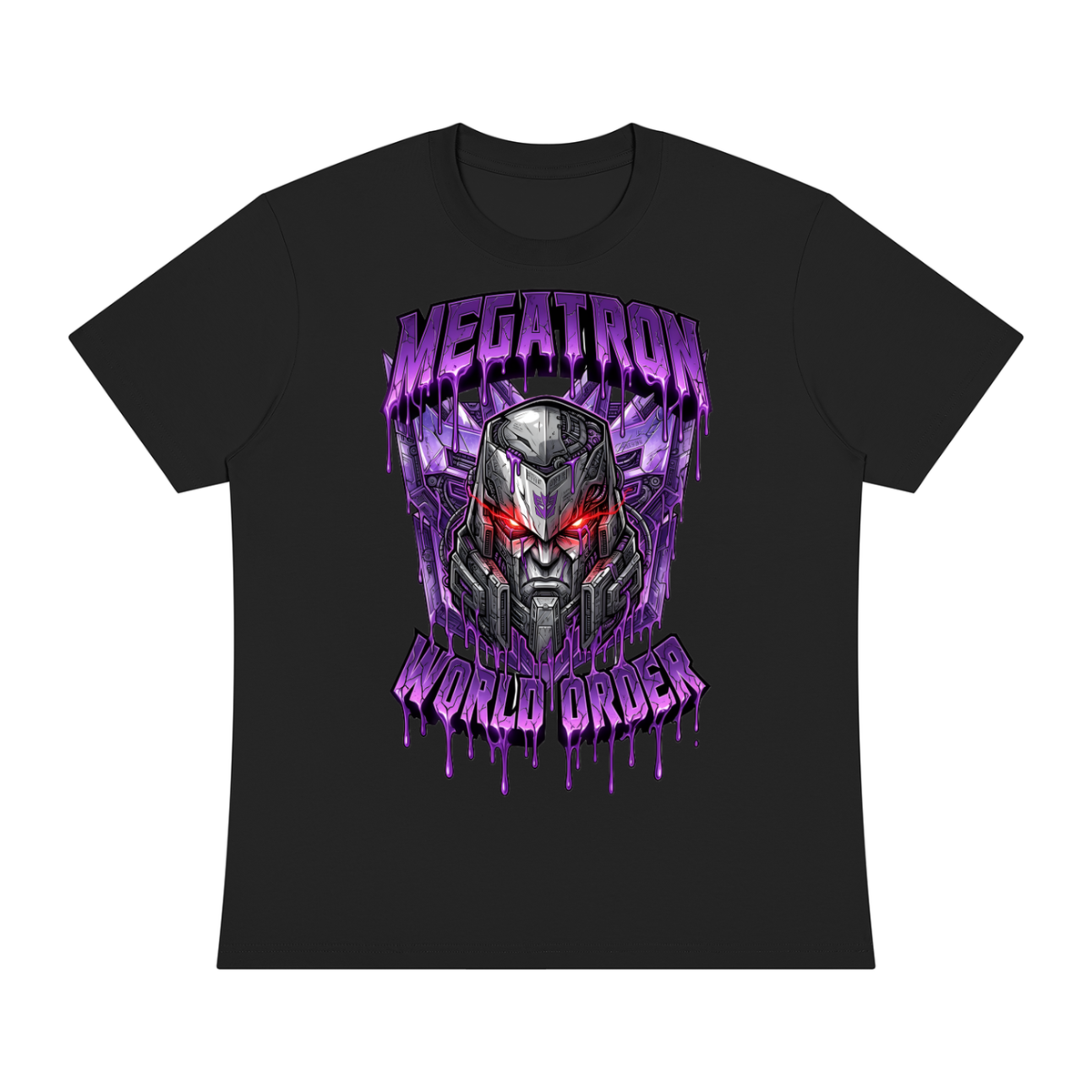 Megatron World Order T-Shirt | Transformers Villain Streetwear Tee | Decepticon Leader Graphic Shirt | Urban Sci-Fi Style