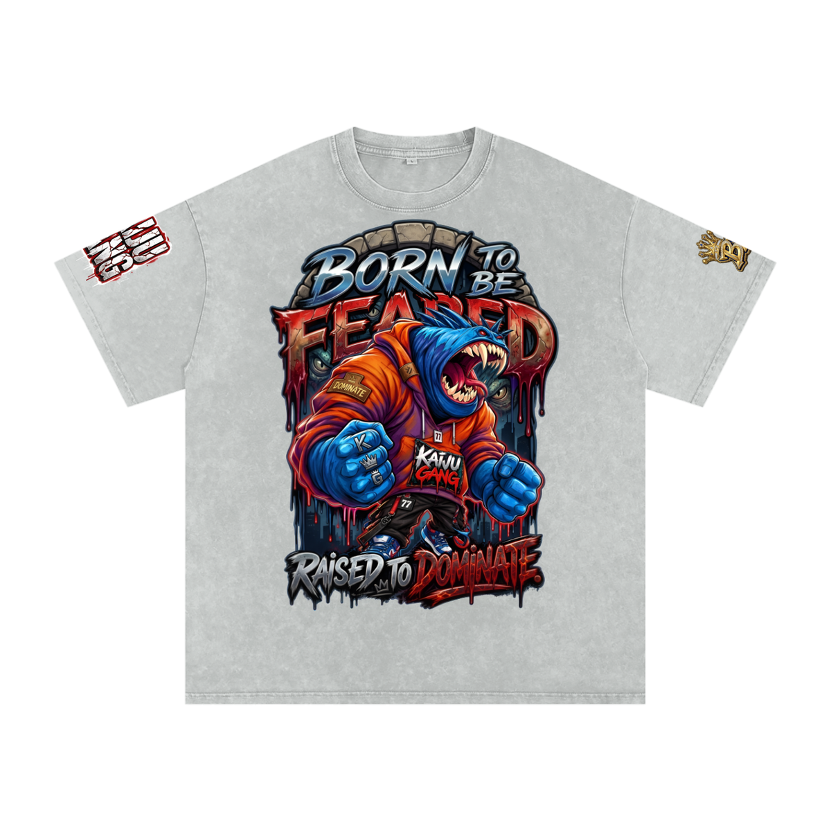 Born to Be Feared Kaiju Gang Graphic Tee | Anime Streetwear Monster T-Shirt | Urban Hip-Hop Fashion