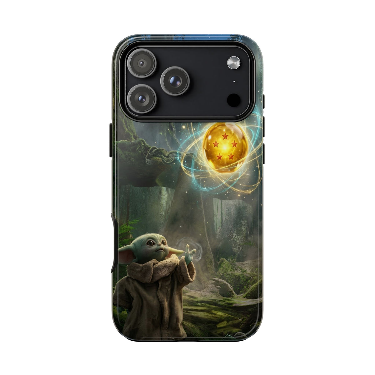 Grogu Dragonball Galaxy Forest Phone Case — Cute Baby Alien Magic Orb Design