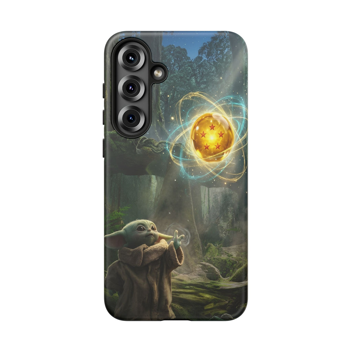 Grogu Dragonball Galaxy Forest Phone Case — Cute Baby Alien Magic Orb Design