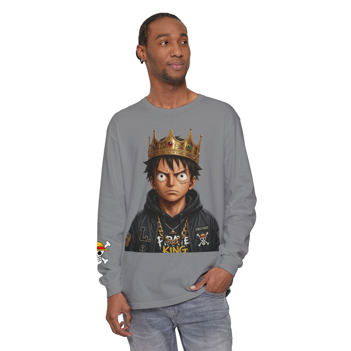 Crowned  Monkey d luffy Anime Pirate Long Sleeve Tee