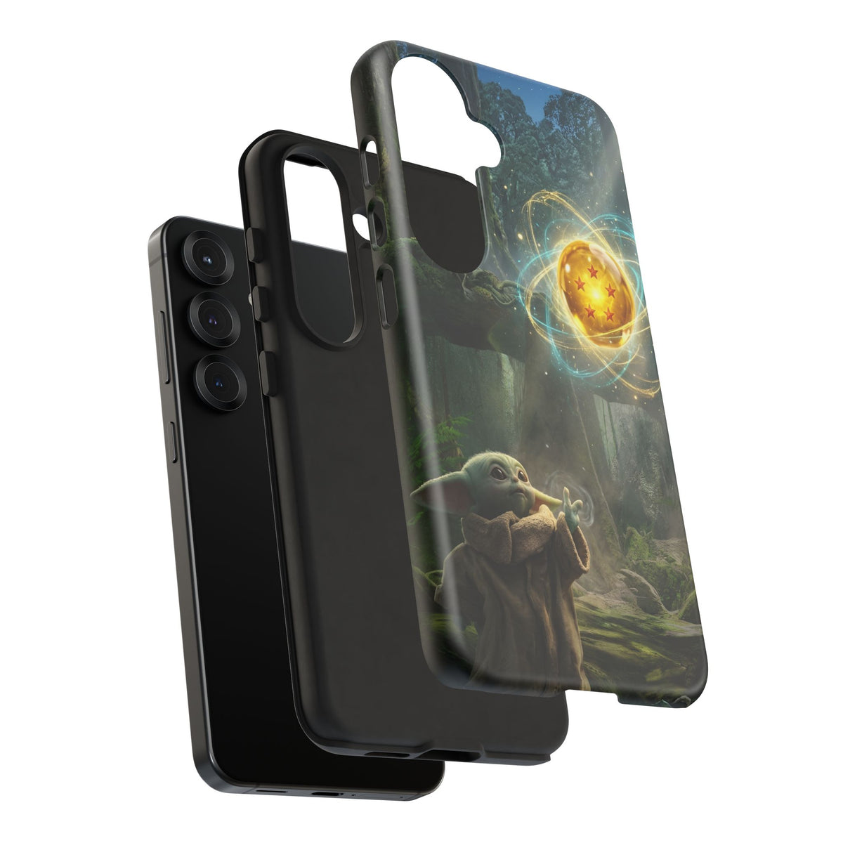 Grogu Dragonball Galaxy Forest Phone Case — Cute Baby Alien Magic Orb Design