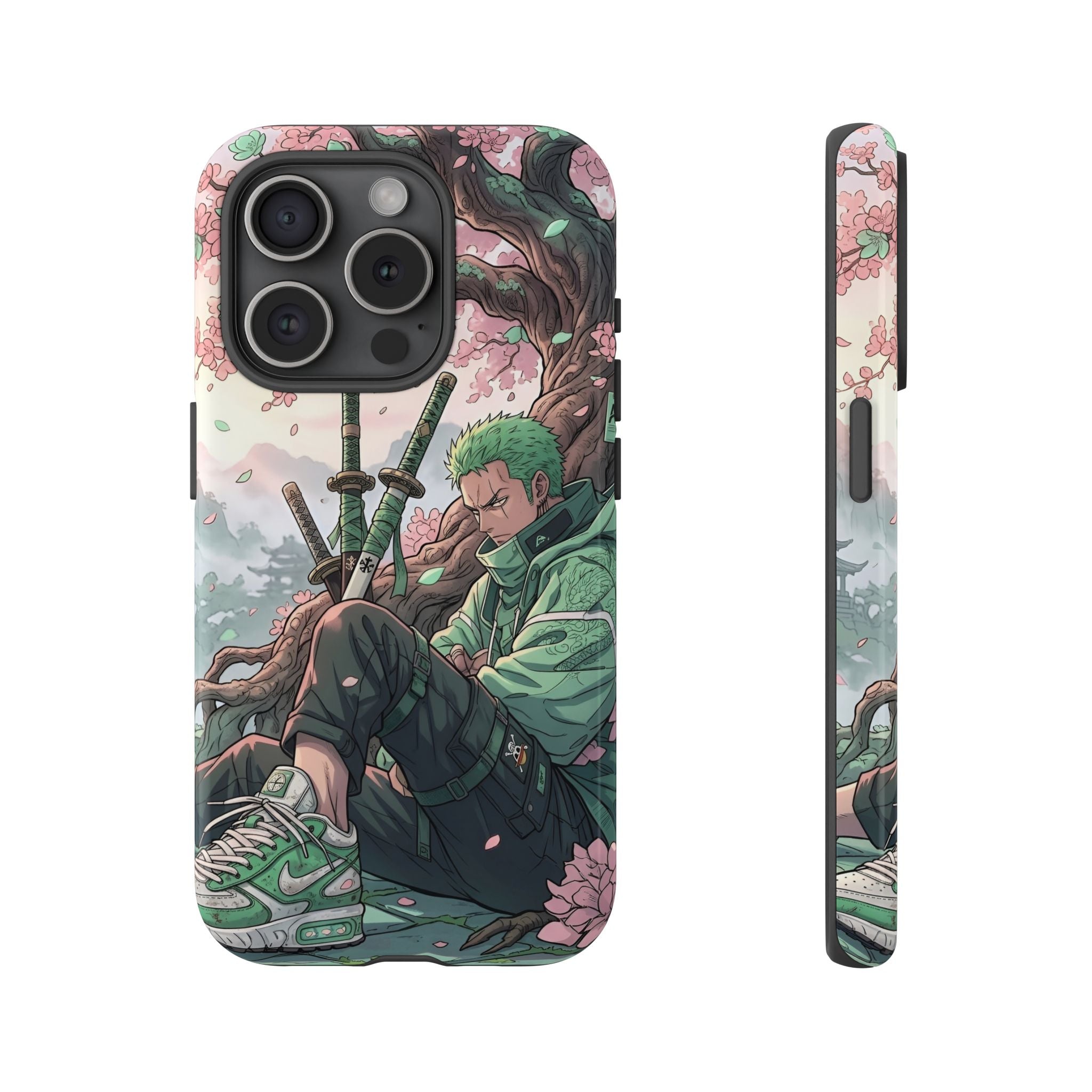 Zoro  phone case | Anime sword scene, cherry blossoms