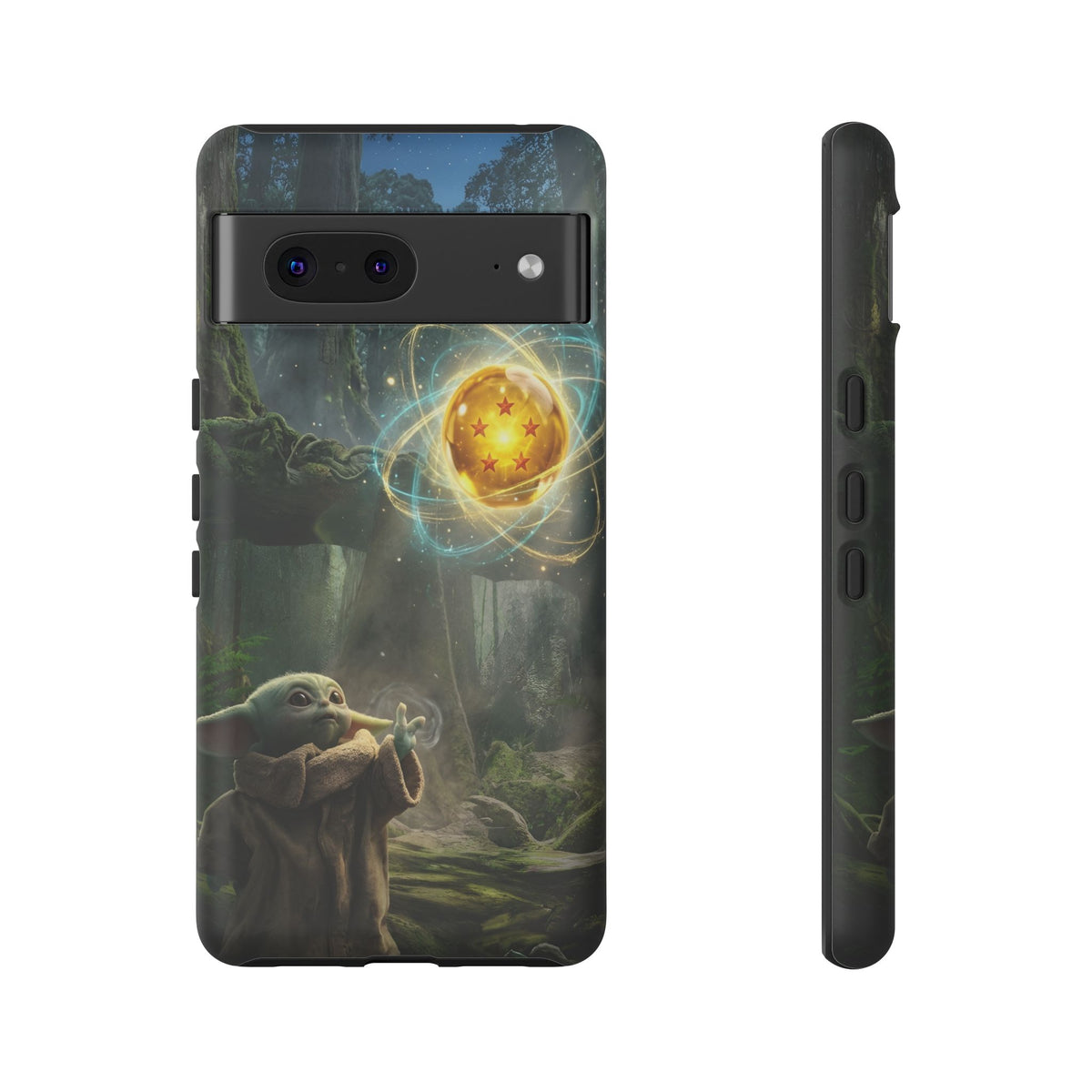 Grogu Dragonball Galaxy Forest Phone Case — Cute Baby Alien Magic Orb Design