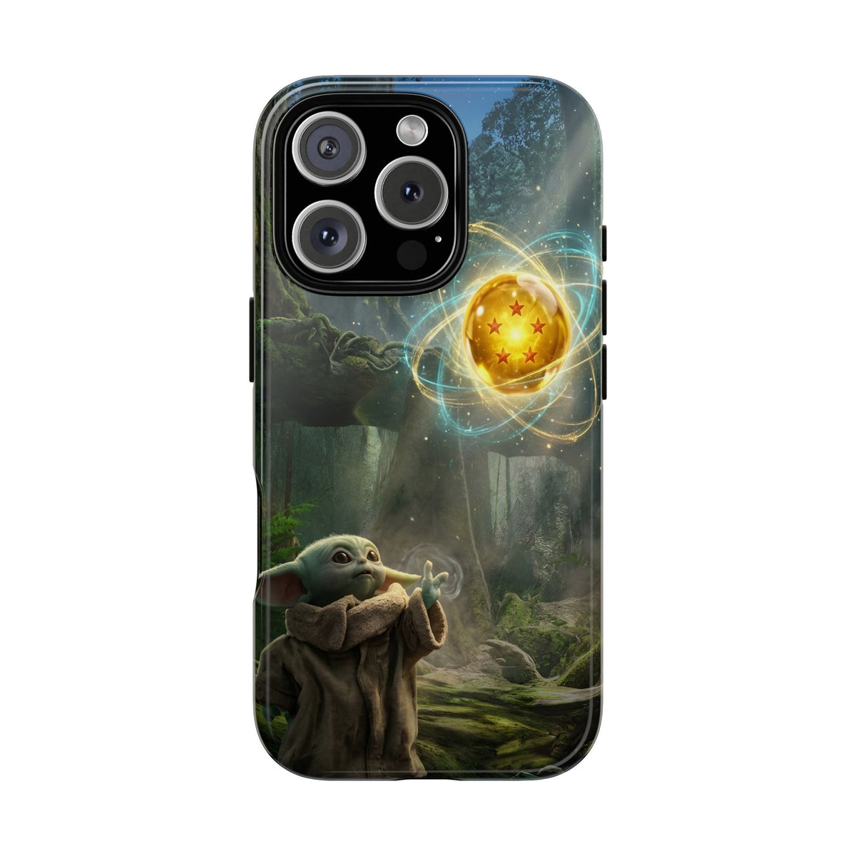 Grogu Dragonball Galaxy Forest Phone Case — Cute Baby Alien Magic Orb Design