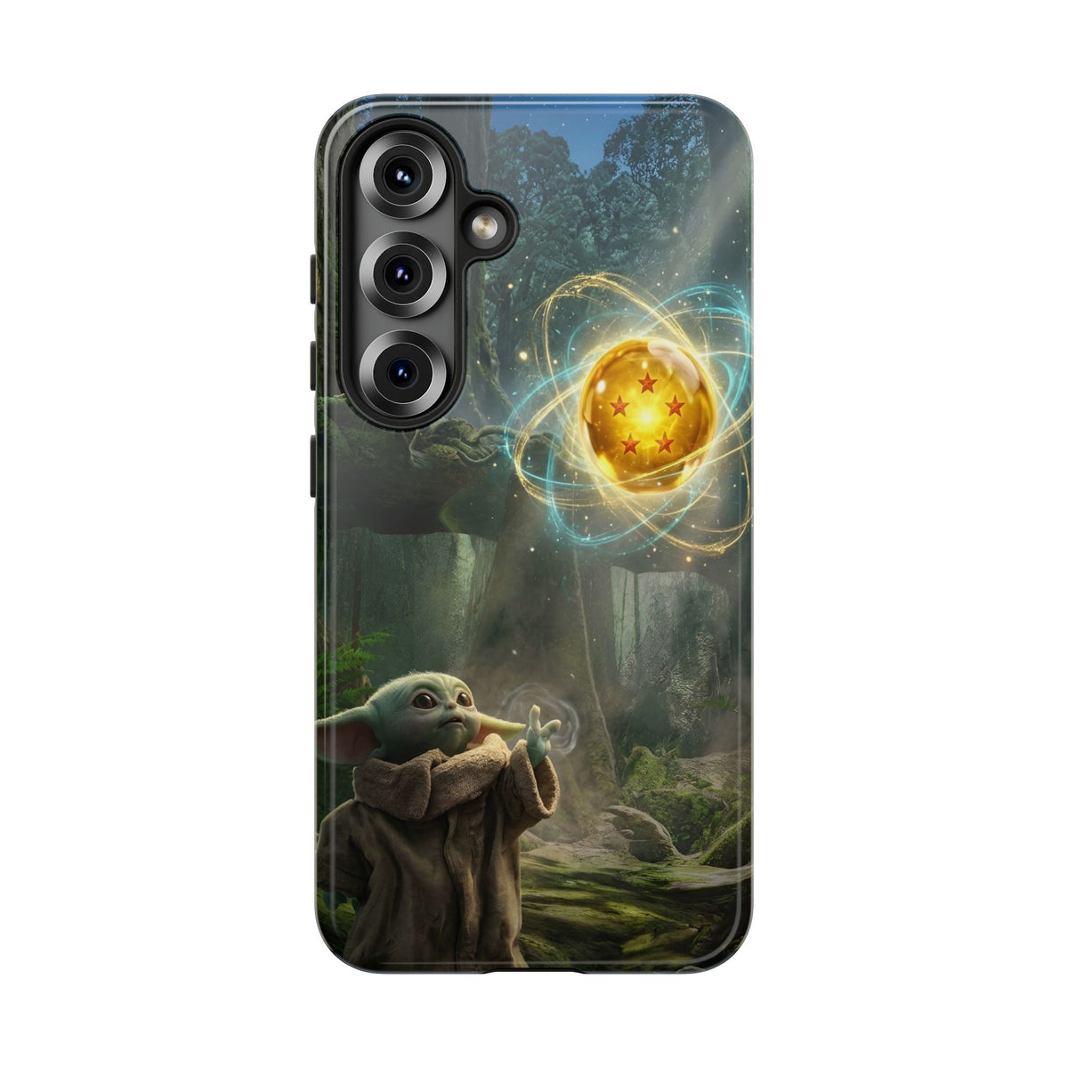 Grogu Dragonball Galaxy Forest Phone Case — Cute Baby Alien Magic Orb Design