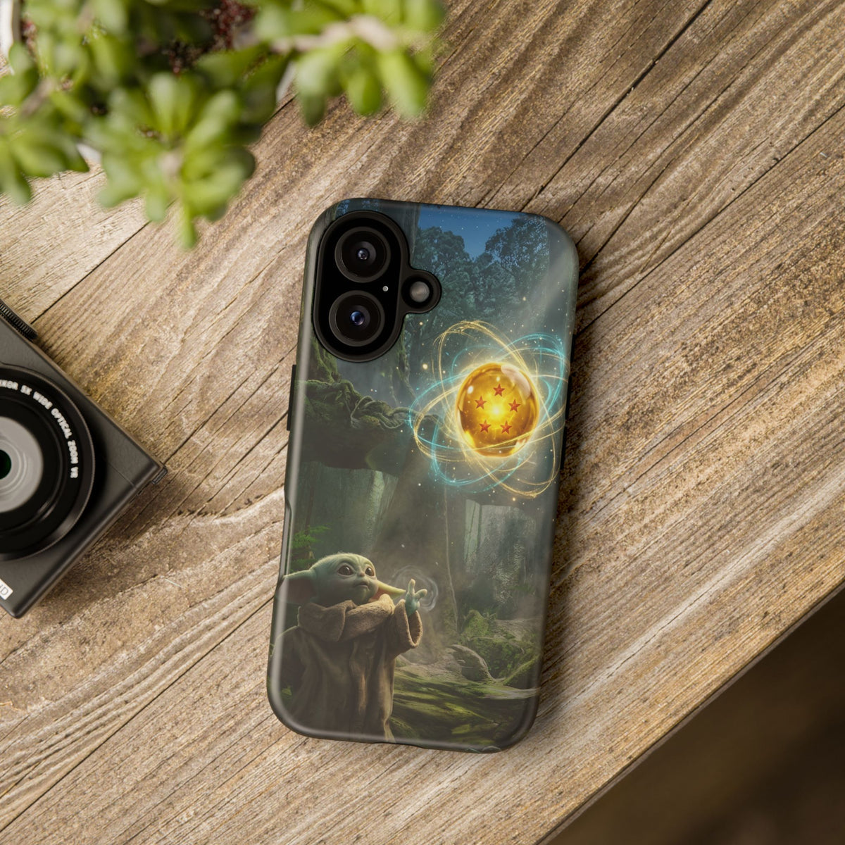 Grogu Dragonball Galaxy Forest Phone Case — Cute Baby Alien Magic Orb Design