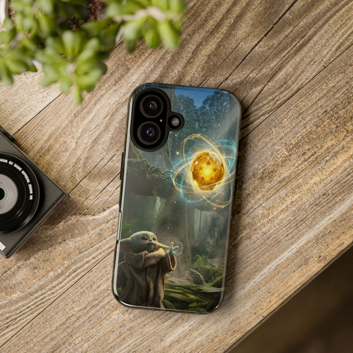 Grogu Dragonball Galaxy Forest Phone Case — Cute Baby Alien Magic Orb Design