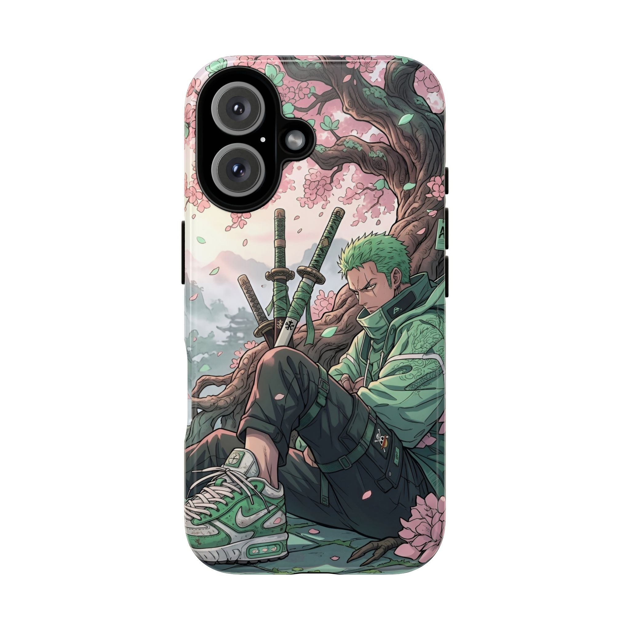 Zoro  phone case | Anime sword scene, cherry blossoms