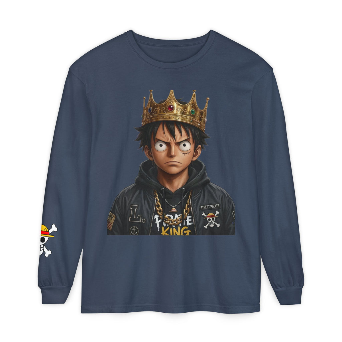 Crowned  Monkey d luffy Anime Pirate Long Sleeve Tee