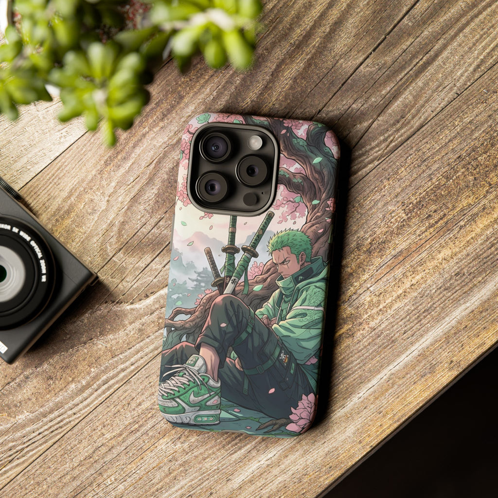 Zoro  phone case | Anime sword scene, cherry blossoms