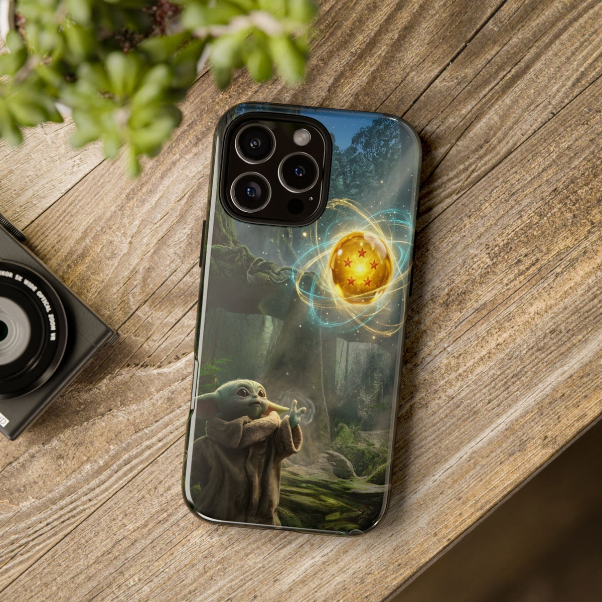 Grogu Dragonball Galaxy Forest Phone Case — Cute Baby Alien Magic Orb Design