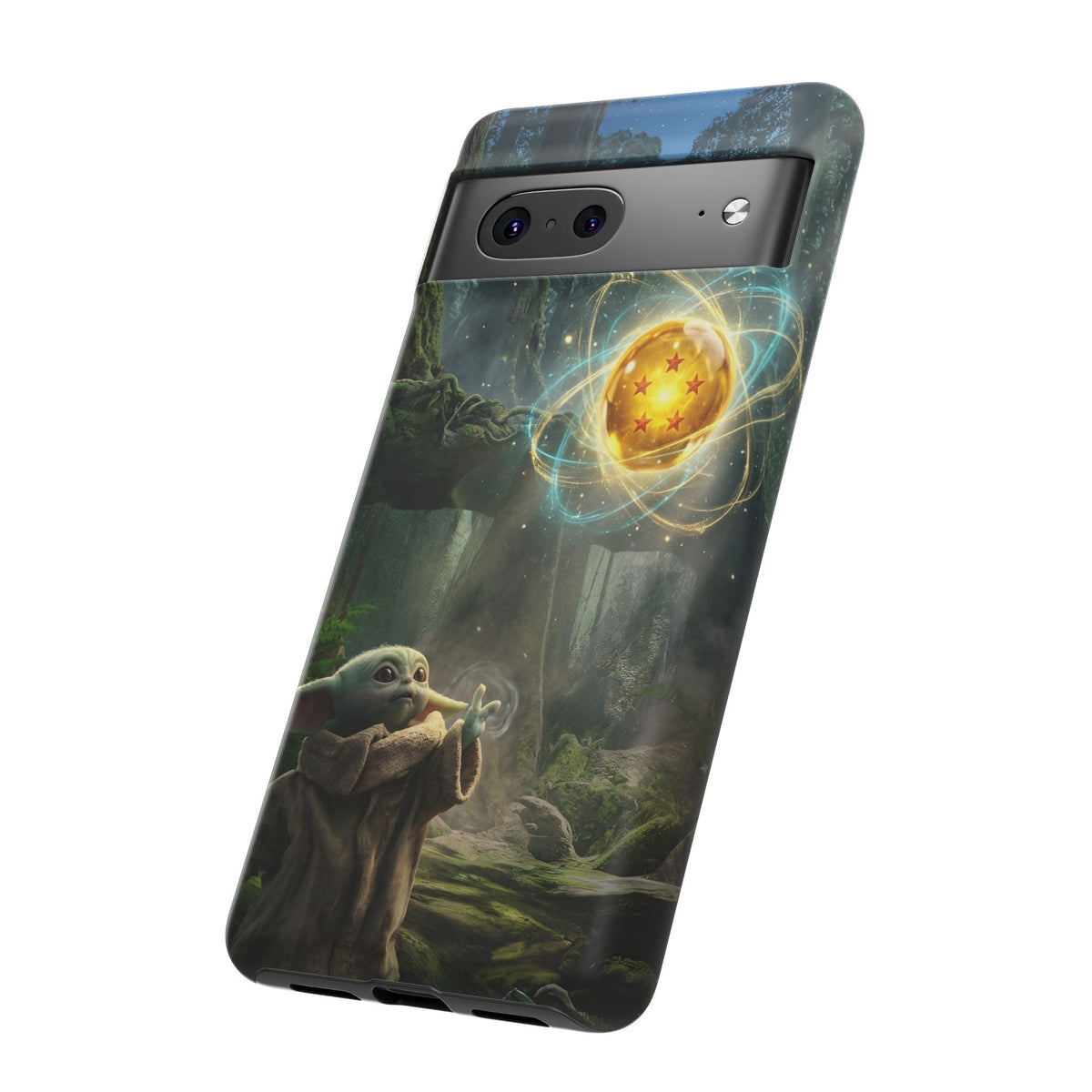 Grogu Dragonball Galaxy Forest Phone Case — Cute Baby Alien Magic Orb Design