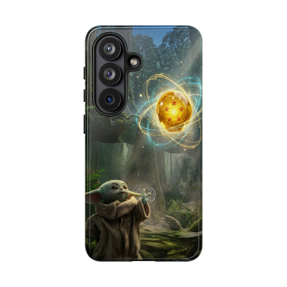 Grogu Dragonball Galaxy Forest Phone Case — Cute Baby Alien Magic Orb Design