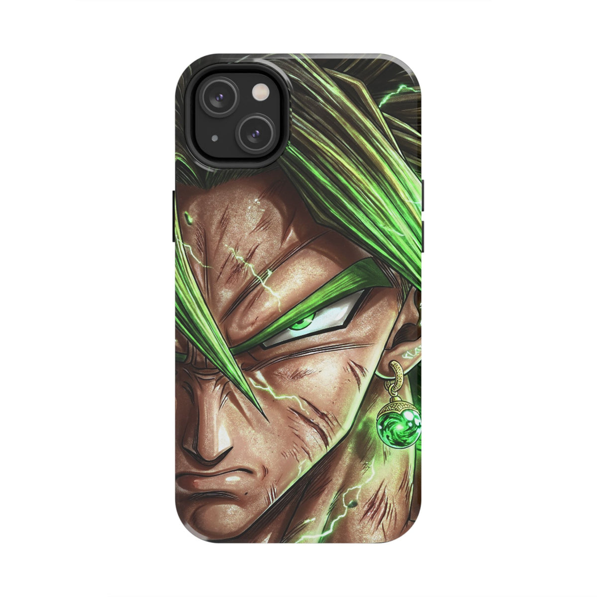 Broli legendary Tough Phone Case — Intense Green Warrior Anime Art, Protective Shockproof iPhone Cover