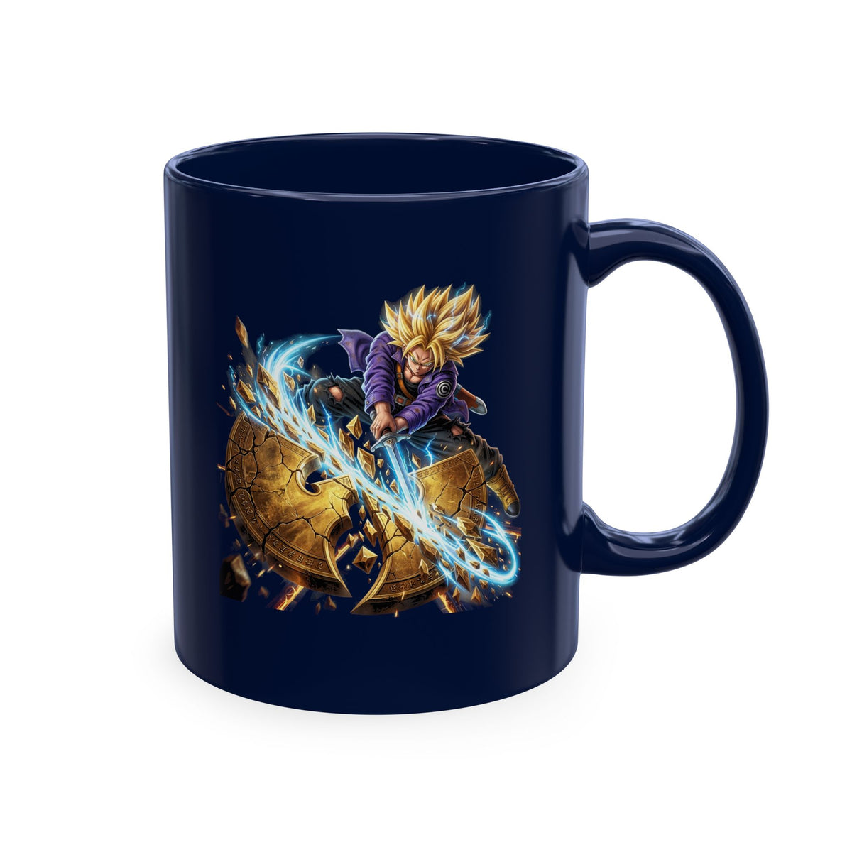 Wu tang x Trunks Protect your timeline Ceramic Mug — Fantasy Sword Shield Coffee Cup