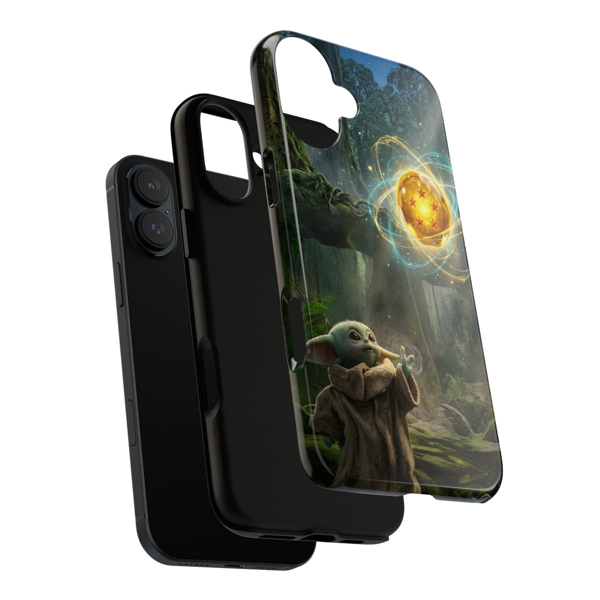 Grogu Dragonball Galaxy Forest Phone Case — Cute Baby Alien Magic Orb Design