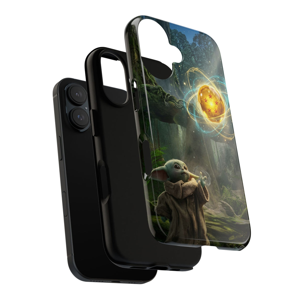 Grogu Dragonball Galaxy Forest Phone Case — Cute Baby Alien Magic Orb Design