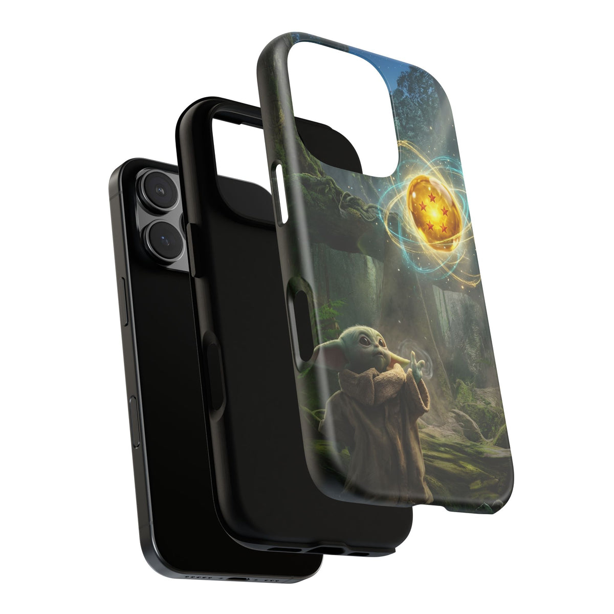 Grogu Dragonball Galaxy Forest Phone Case — Cute Baby Alien Magic Orb Design