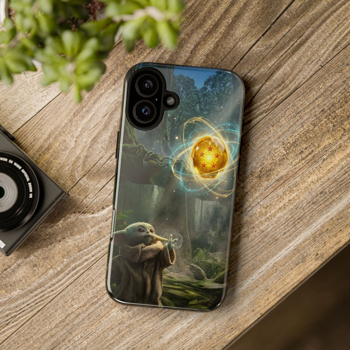 Grogu Dragonball Galaxy Forest Phone Case — Cute Baby Alien Magic Orb Design