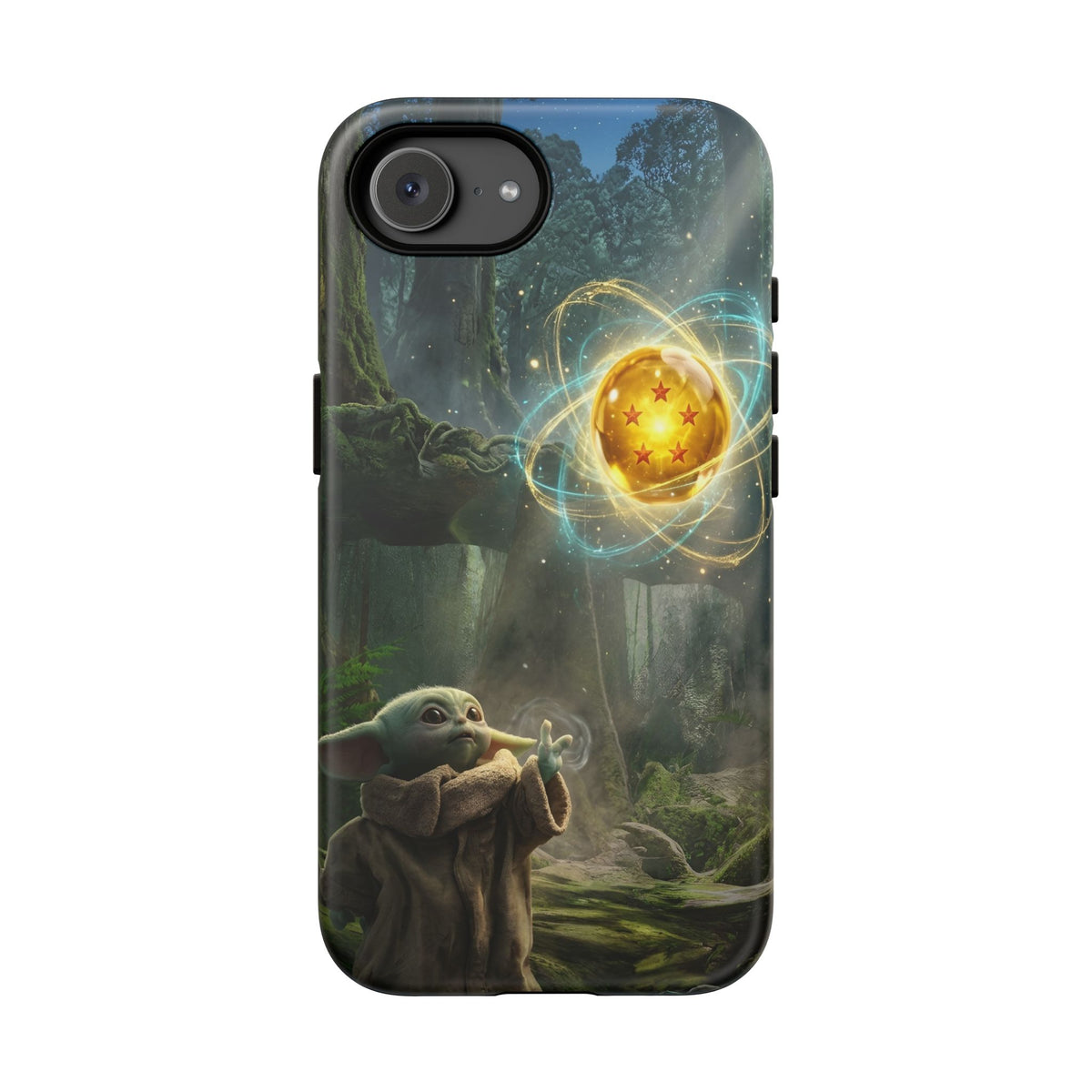 Grogu Dragonball Galaxy Forest Phone Case — Cute Baby Alien Magic Orb Design