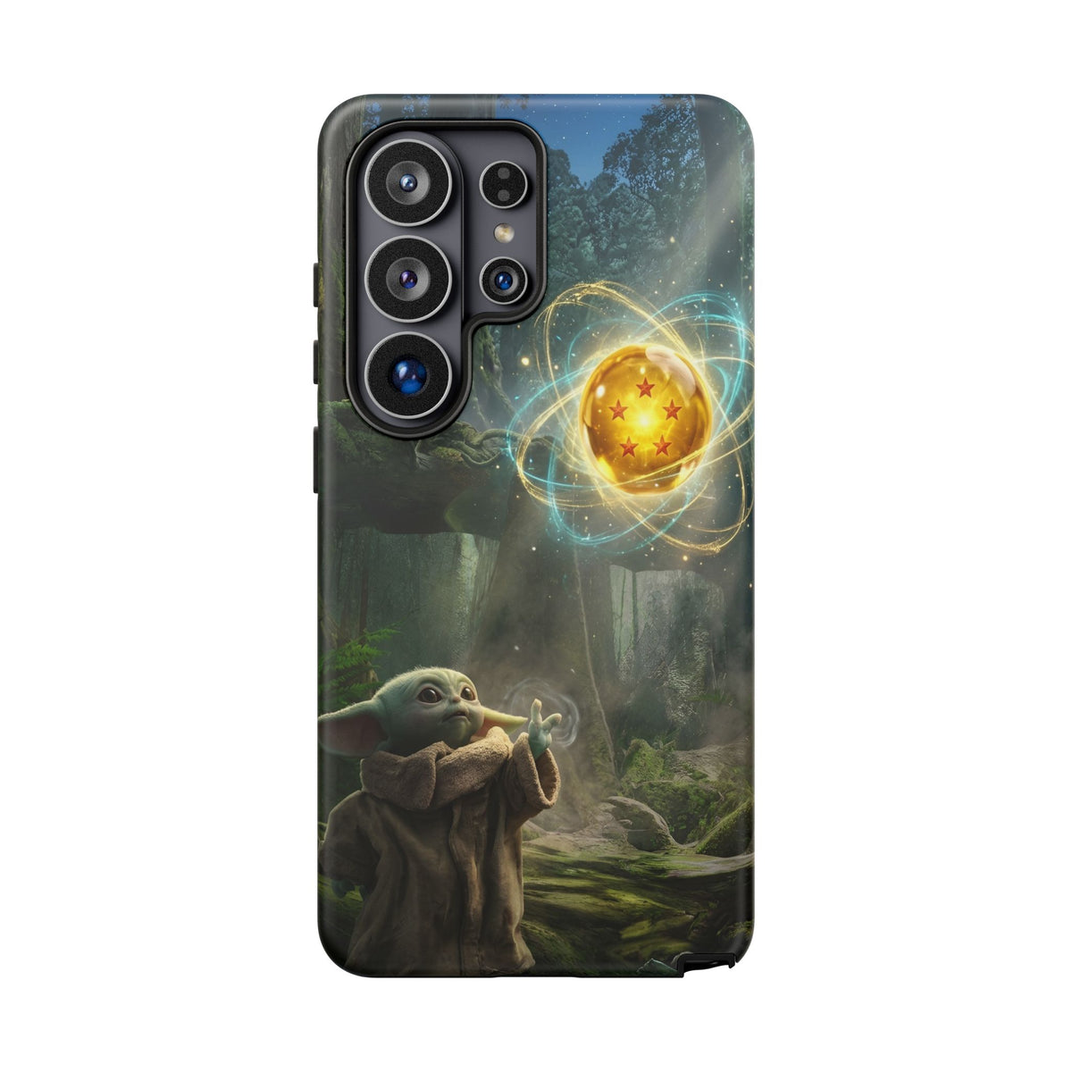 Grogu Dragonball Galaxy Forest Phone Case — Cute Baby Alien Magic Orb Design
