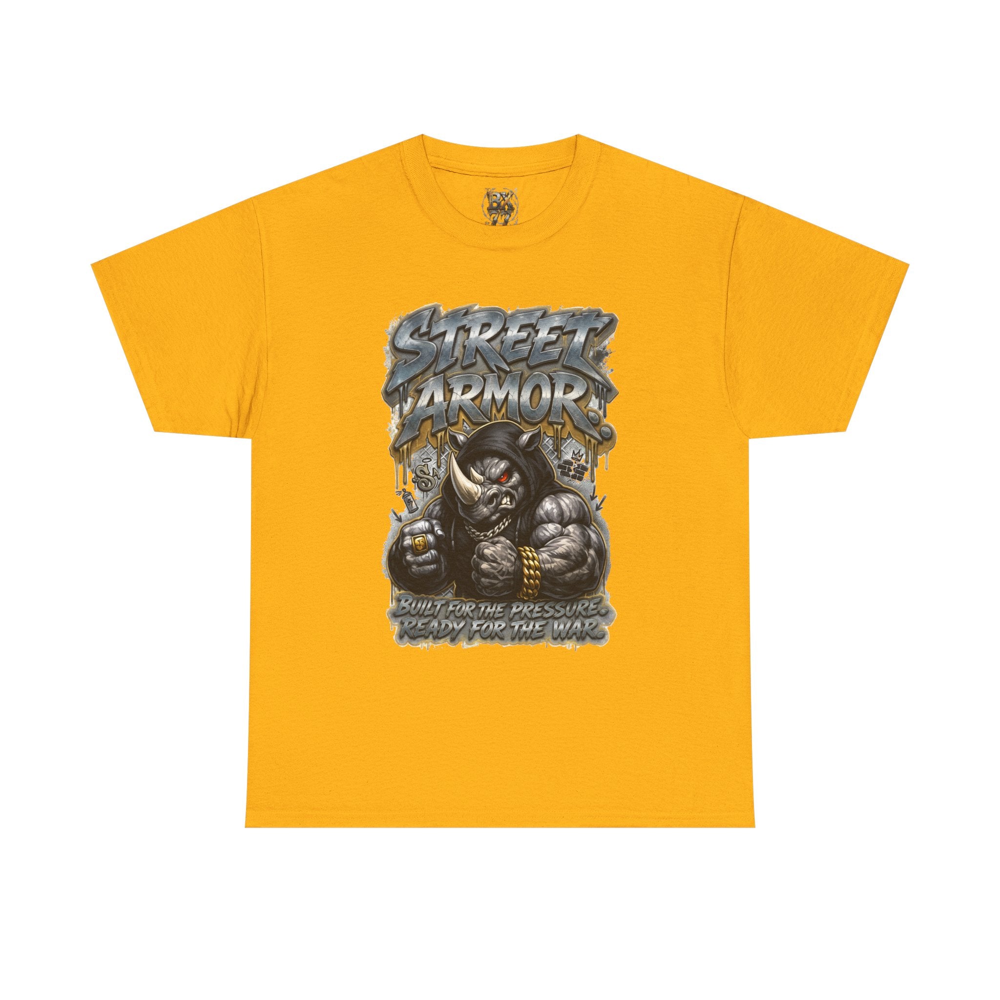 Street Armor Rhino Streetwear T-Shirt  Built for the Pressure Ready for the War  Urban Hip-Hop Graphic Tee