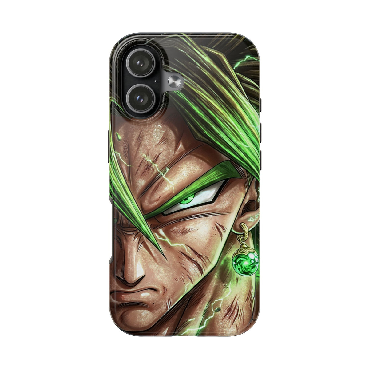 Broli legendary Tough Phone Case — Intense Green Warrior Anime Art, Protective Shockproof iPhone Cover