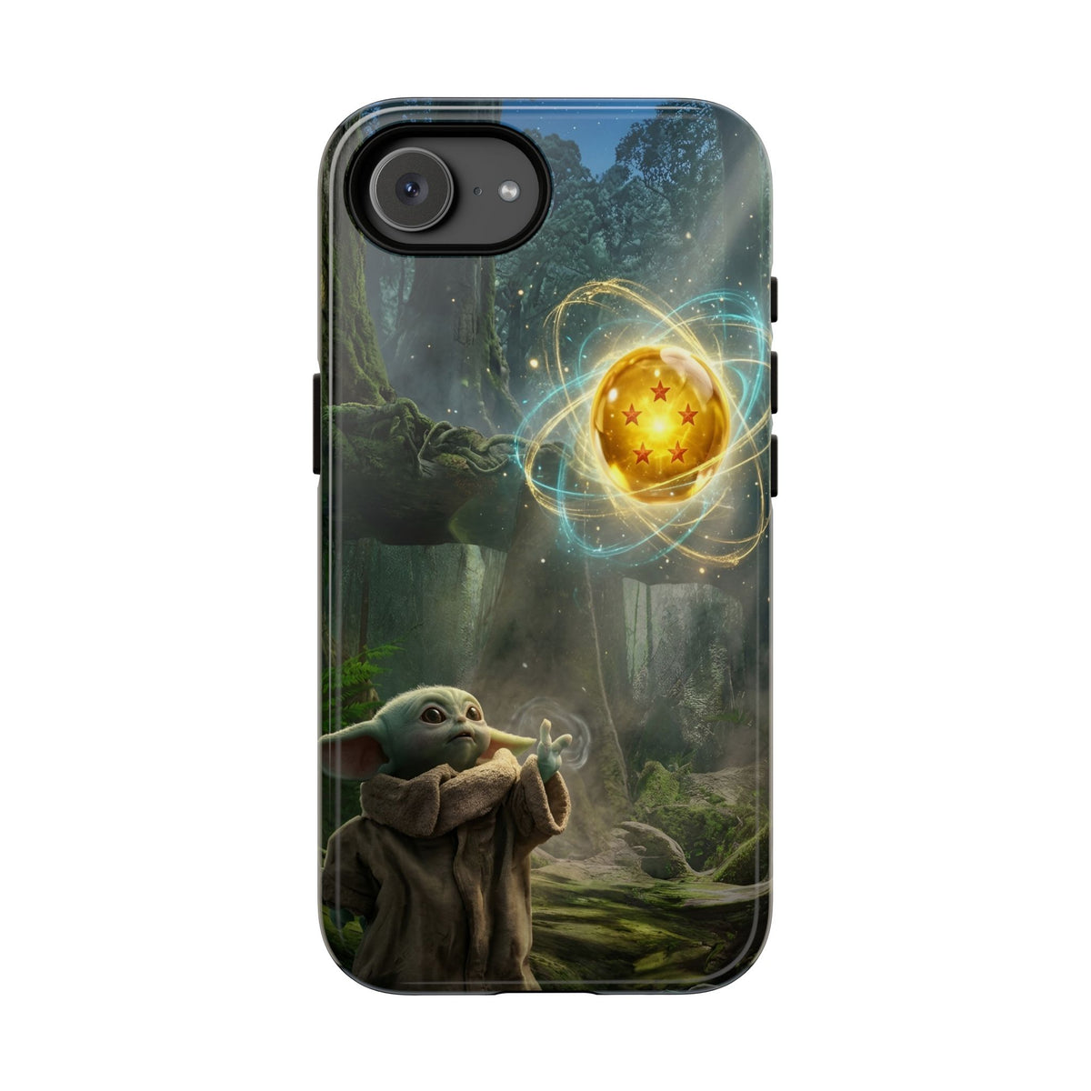 Grogu Dragonball Galaxy Forest Phone Case — Cute Baby Alien Magic Orb Design