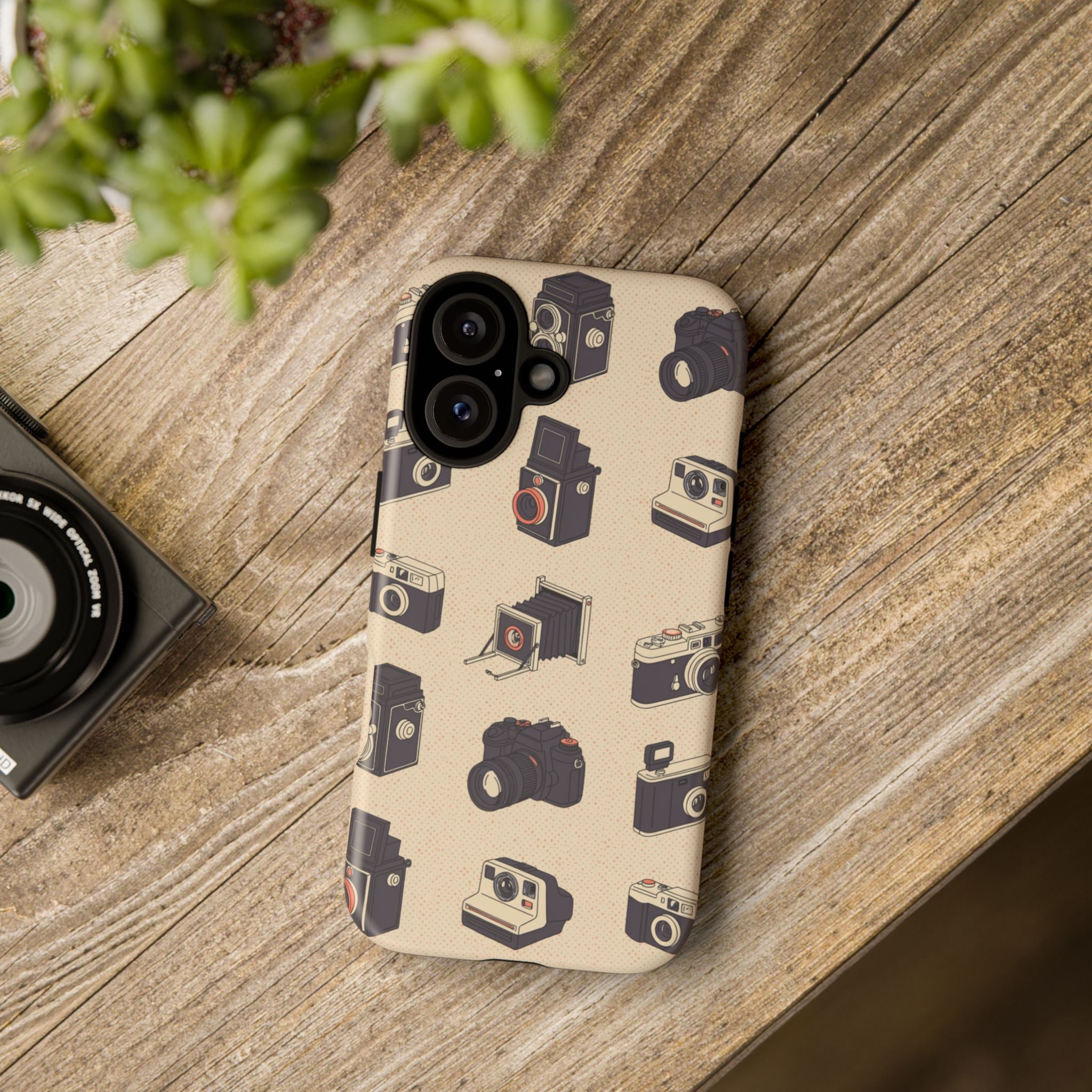 Vintage Camera Pattern Tough Case | Retro Photography Phone Cover