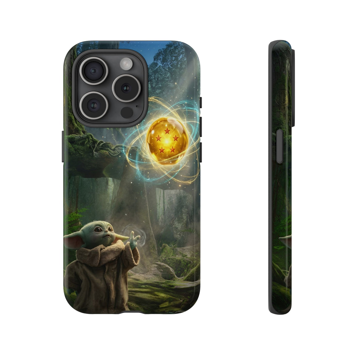 Grogu Dragonball Galaxy Forest Phone Case — Cute Baby Alien Magic Orb Design