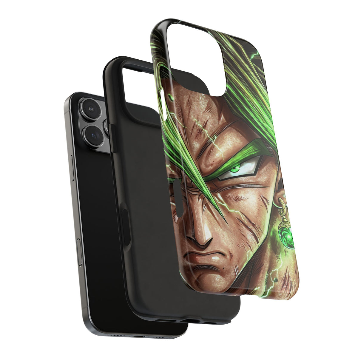 Broli legendary Tough Phone Case — Intense Green Warrior Anime Art, Protective Shockproof iPhone Cover