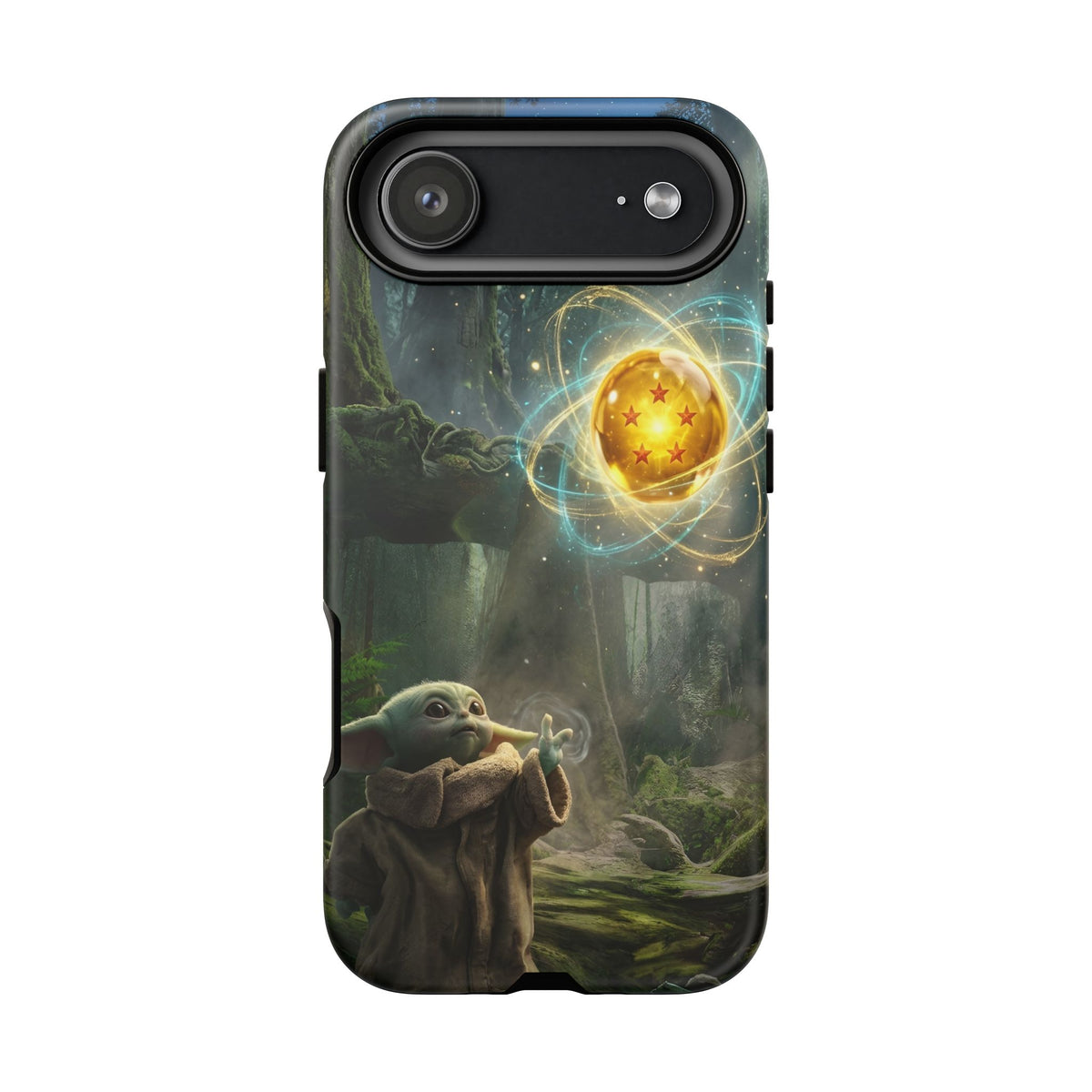 Grogu Dragonball Galaxy Forest Phone Case — Cute Baby Alien Magic Orb Design