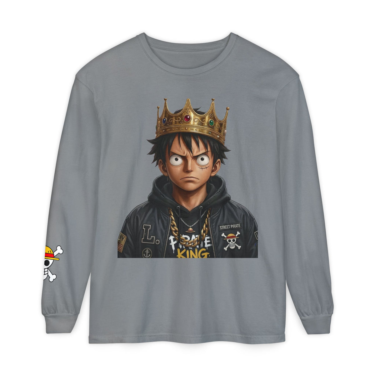 Crowned  Monkey d luffy Anime Pirate Long Sleeve Tee
