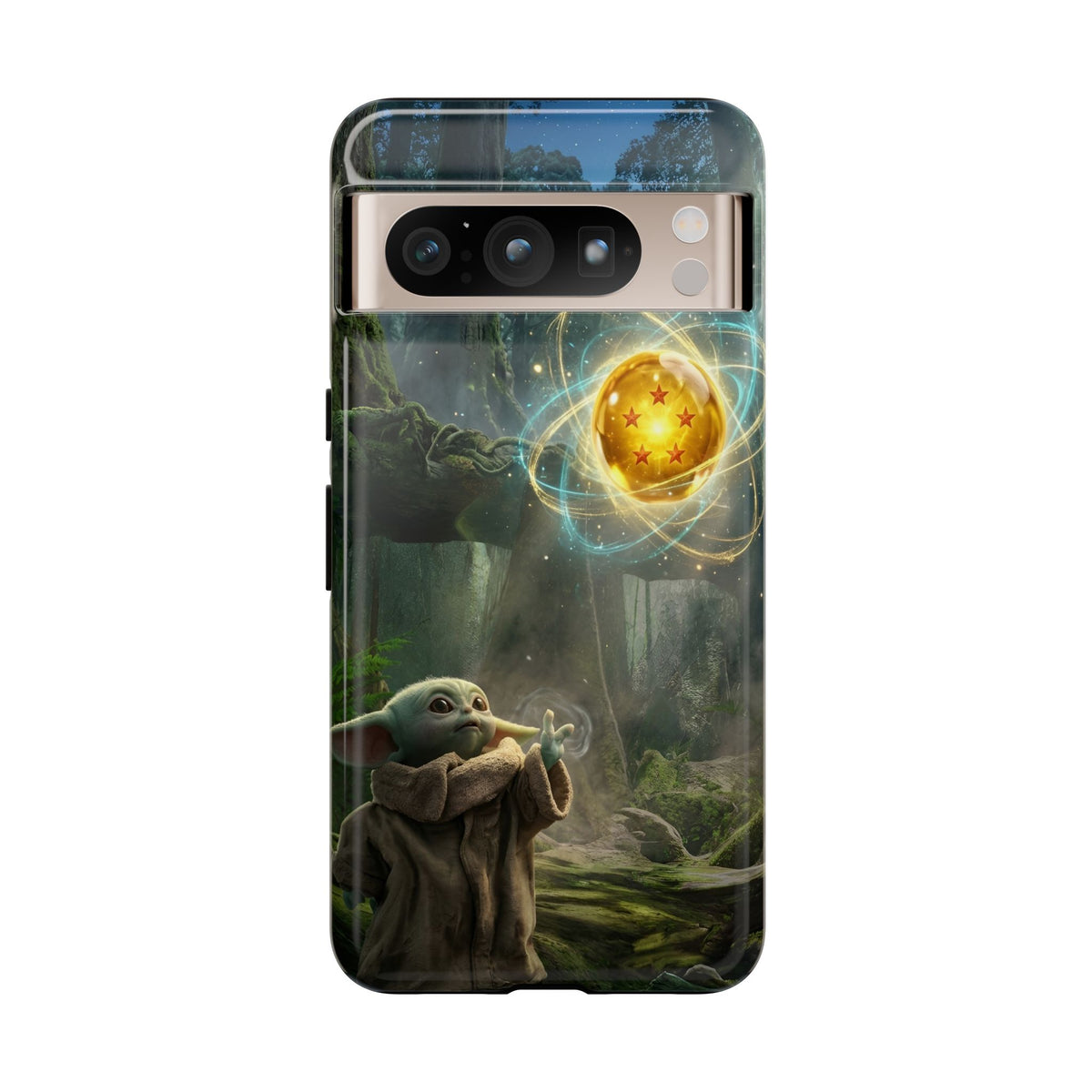 Grogu Dragonball Galaxy Forest Phone Case — Cute Baby Alien Magic Orb Design