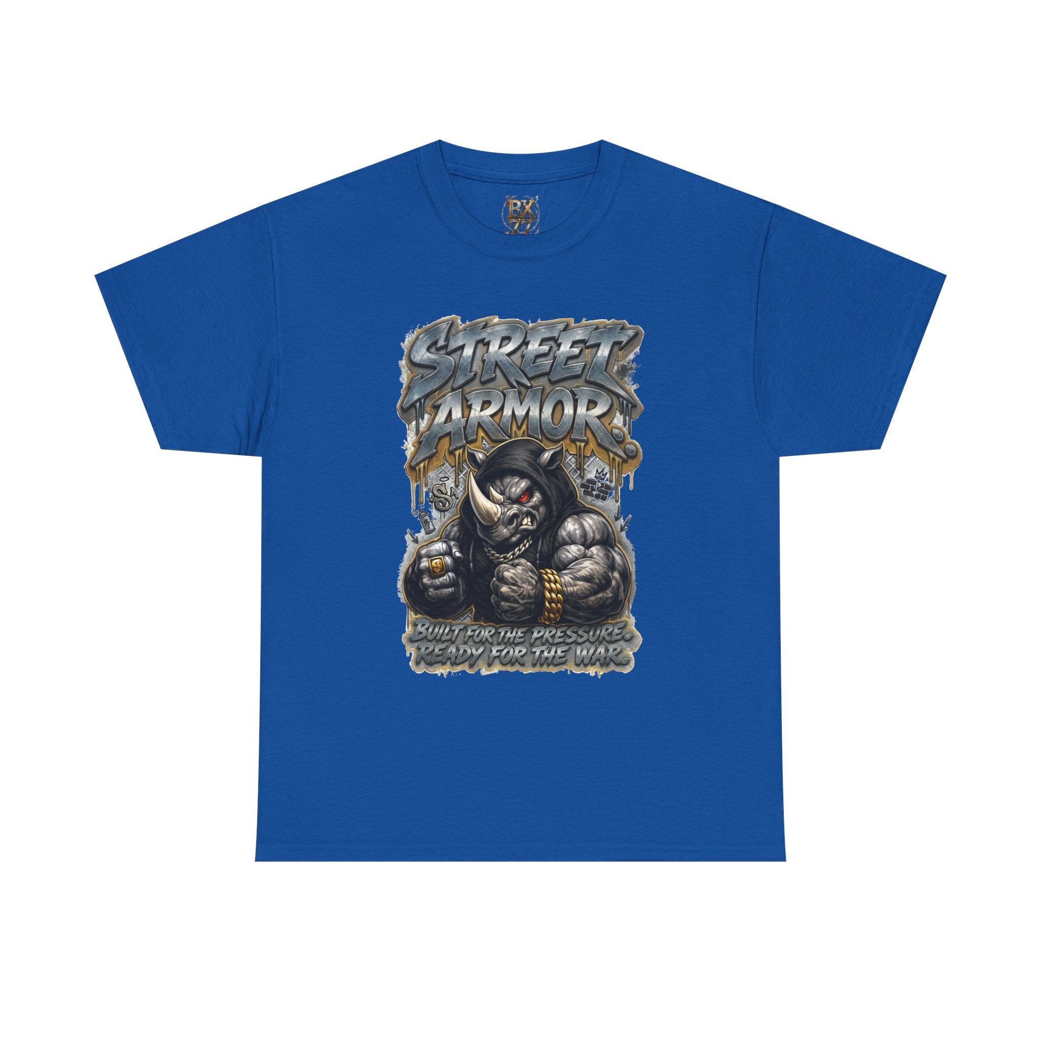 Street Armor Rhino Streetwear T-Shirt  Built for the Pressure Ready for the War  Urban Hip-Hop Graphic Tee