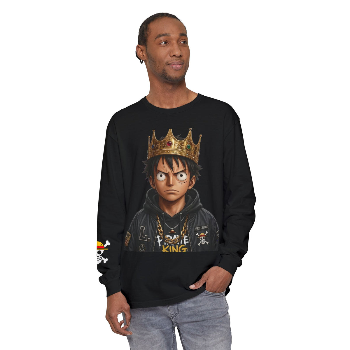 Crowned  Monkey d luffy Anime Pirate Long Sleeve Tee