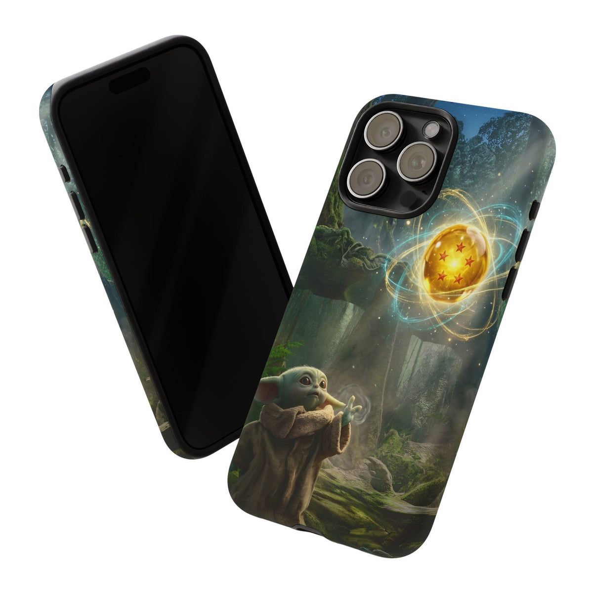 Grogu Dragonball Galaxy Forest Phone Case — Cute Baby Alien Magic Orb Design