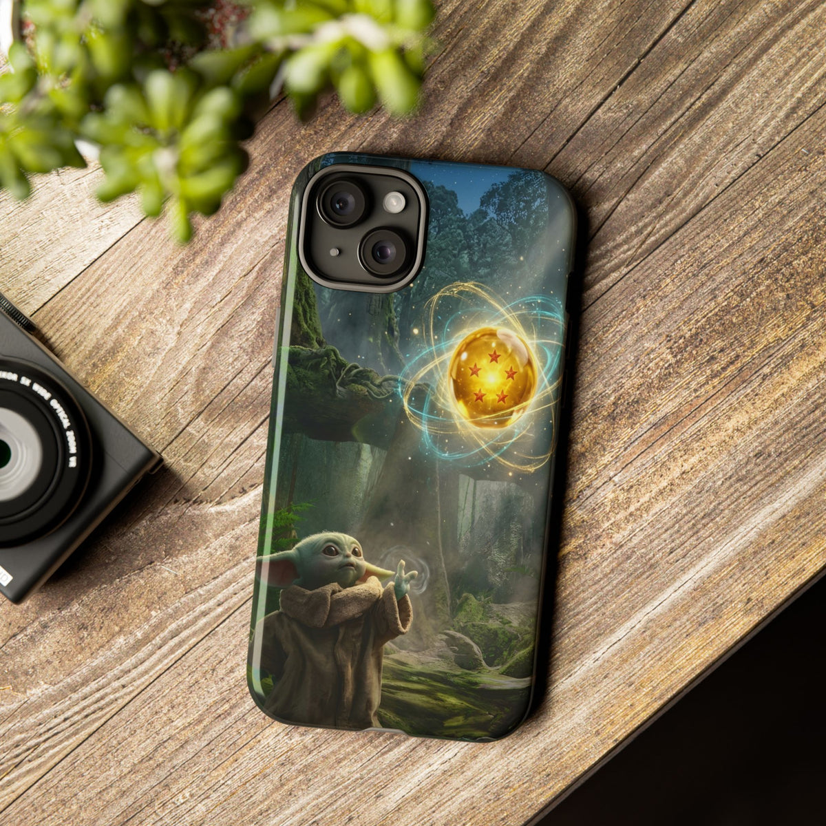 Grogu Dragonball Galaxy Forest Phone Case — Cute Baby Alien Magic Orb Design