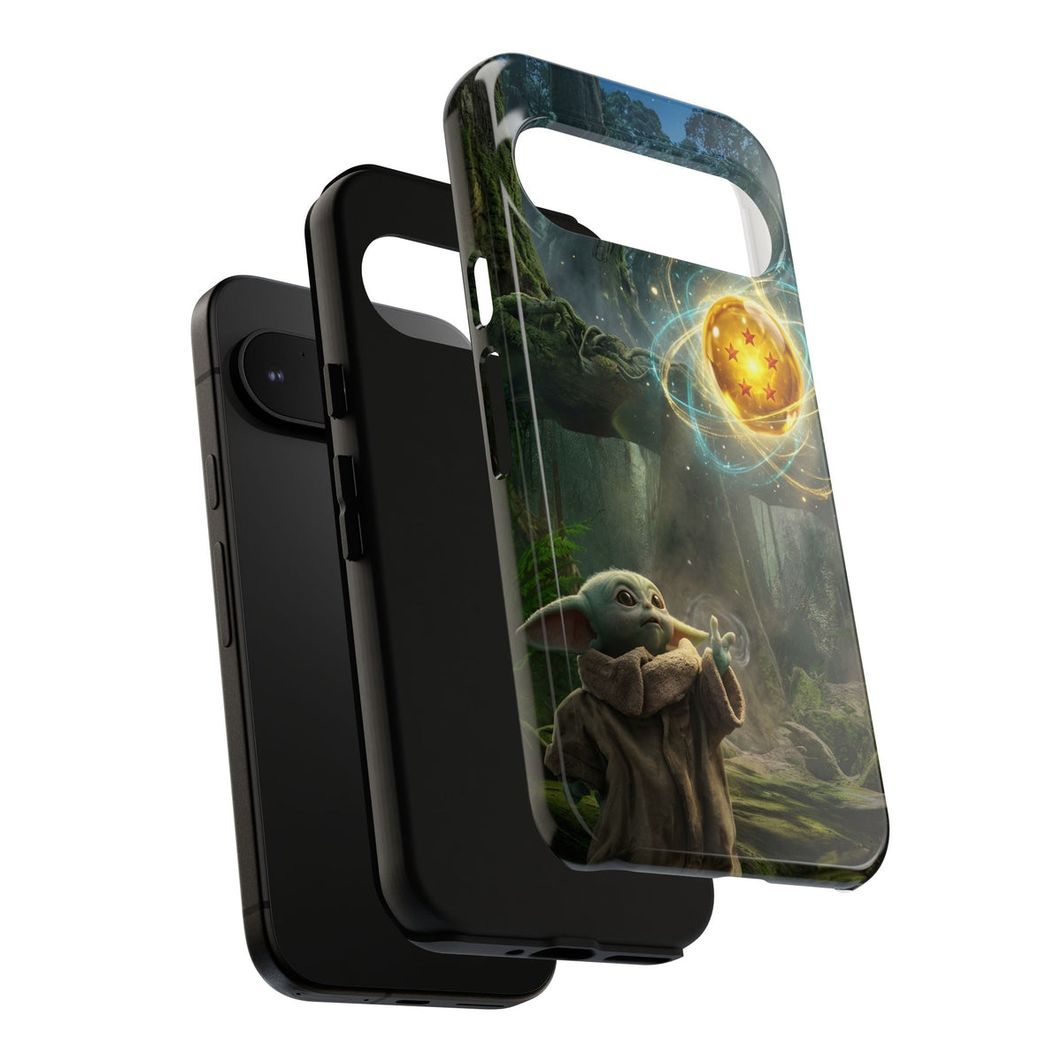 Grogu Dragonball Galaxy Forest Phone Case — Cute Baby Alien Magic Orb Design