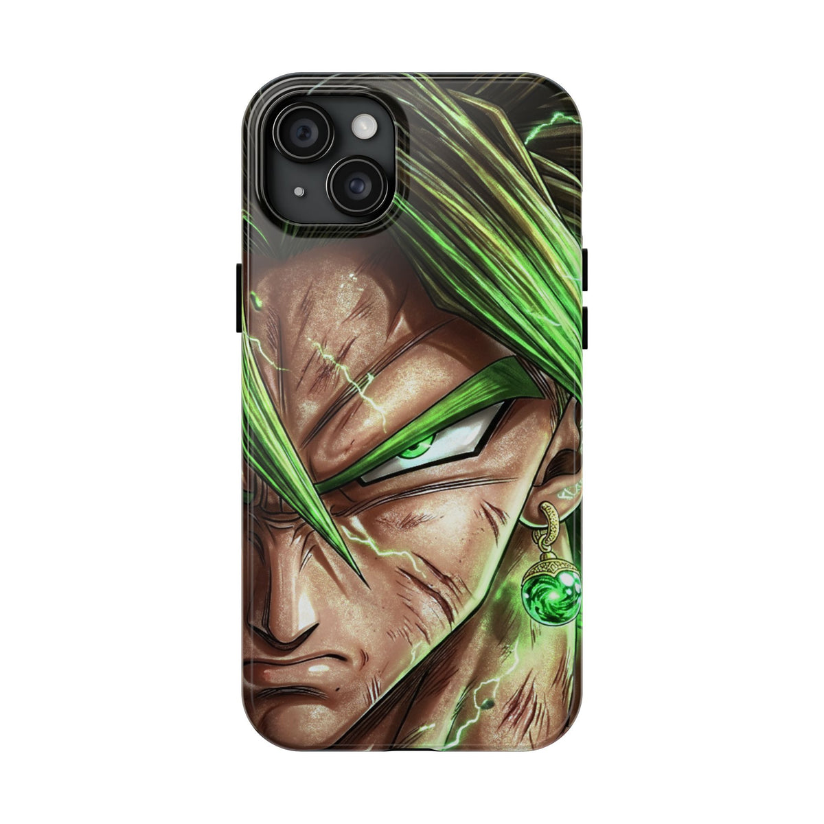 Broli legendary Tough Phone Case — Intense Green Warrior Anime Art, Protective Shockproof iPhone Cover