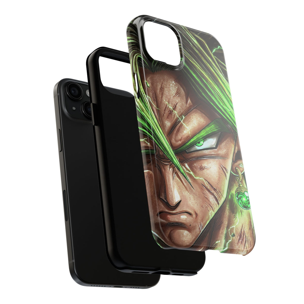 Broli legendary Tough Phone Case — Intense Green Warrior Anime Art, Protective Shockproof iPhone Cover
