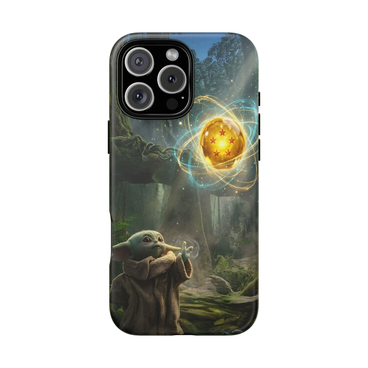 Grogu Dragonball Galaxy Forest Phone Case — Cute Baby Alien Magic Orb Design