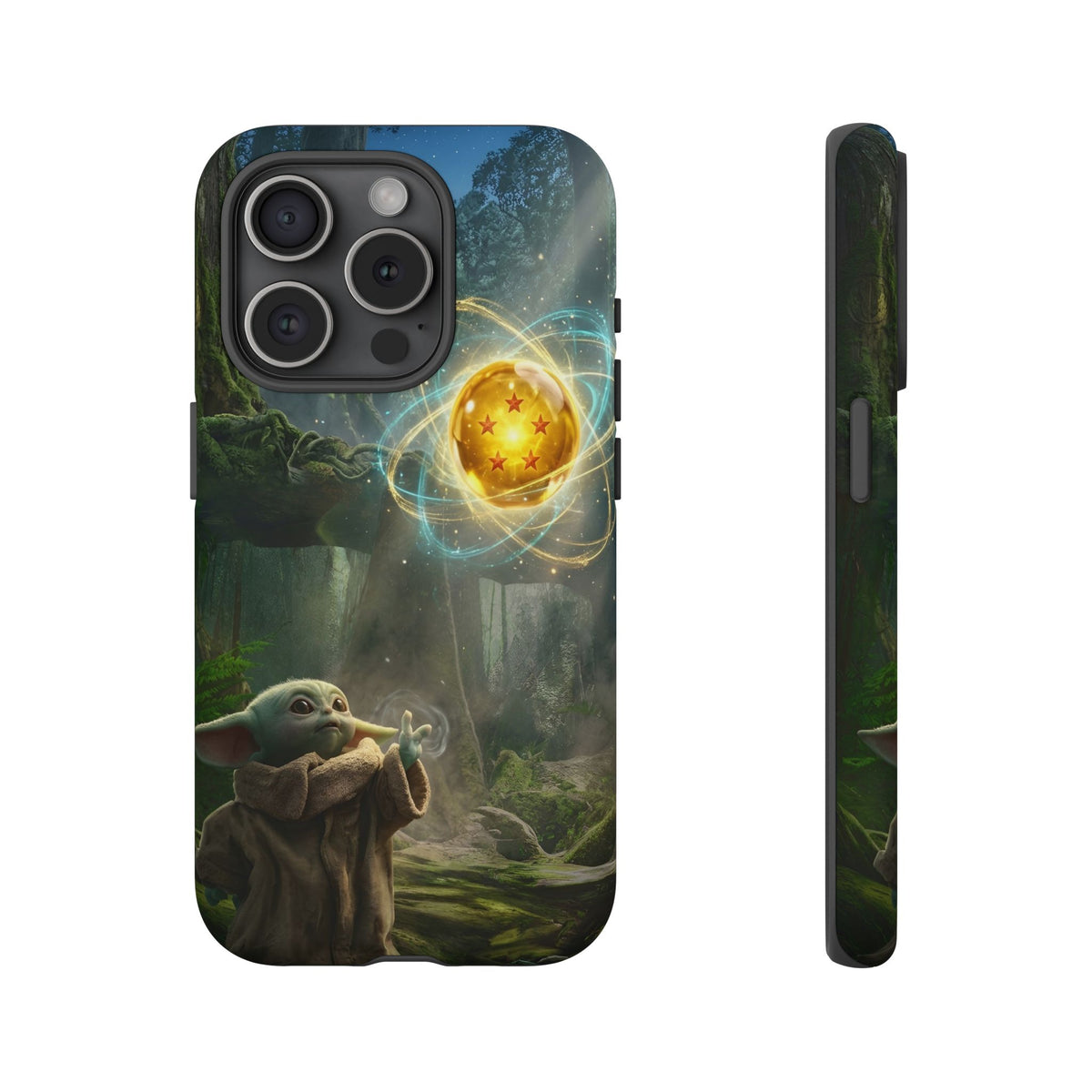 Grogu Dragonball Galaxy Forest Phone Case — Cute Baby Alien Magic Orb Design