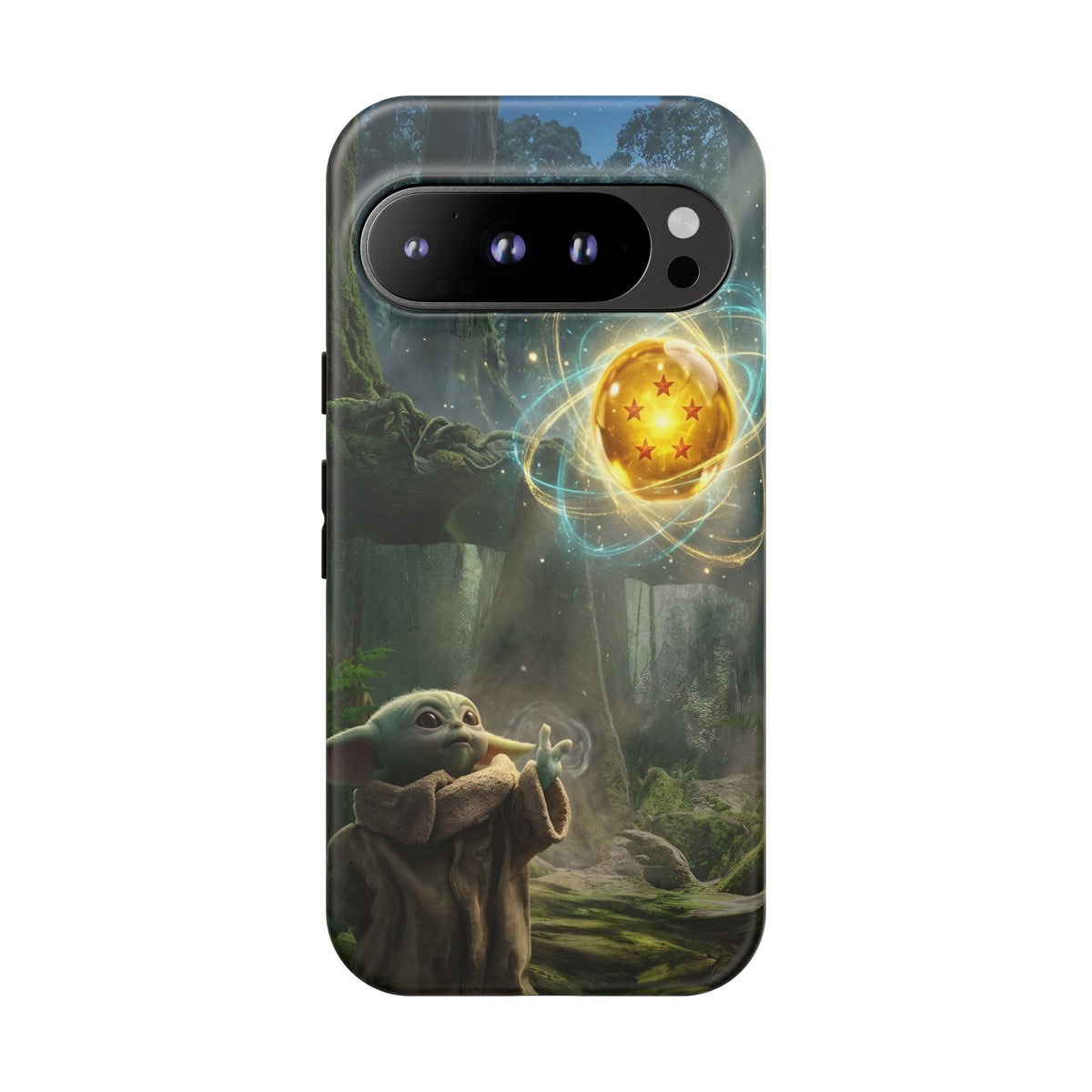 Grogu Dragonball Galaxy Forest Phone Case — Cute Baby Alien Magic Orb Design