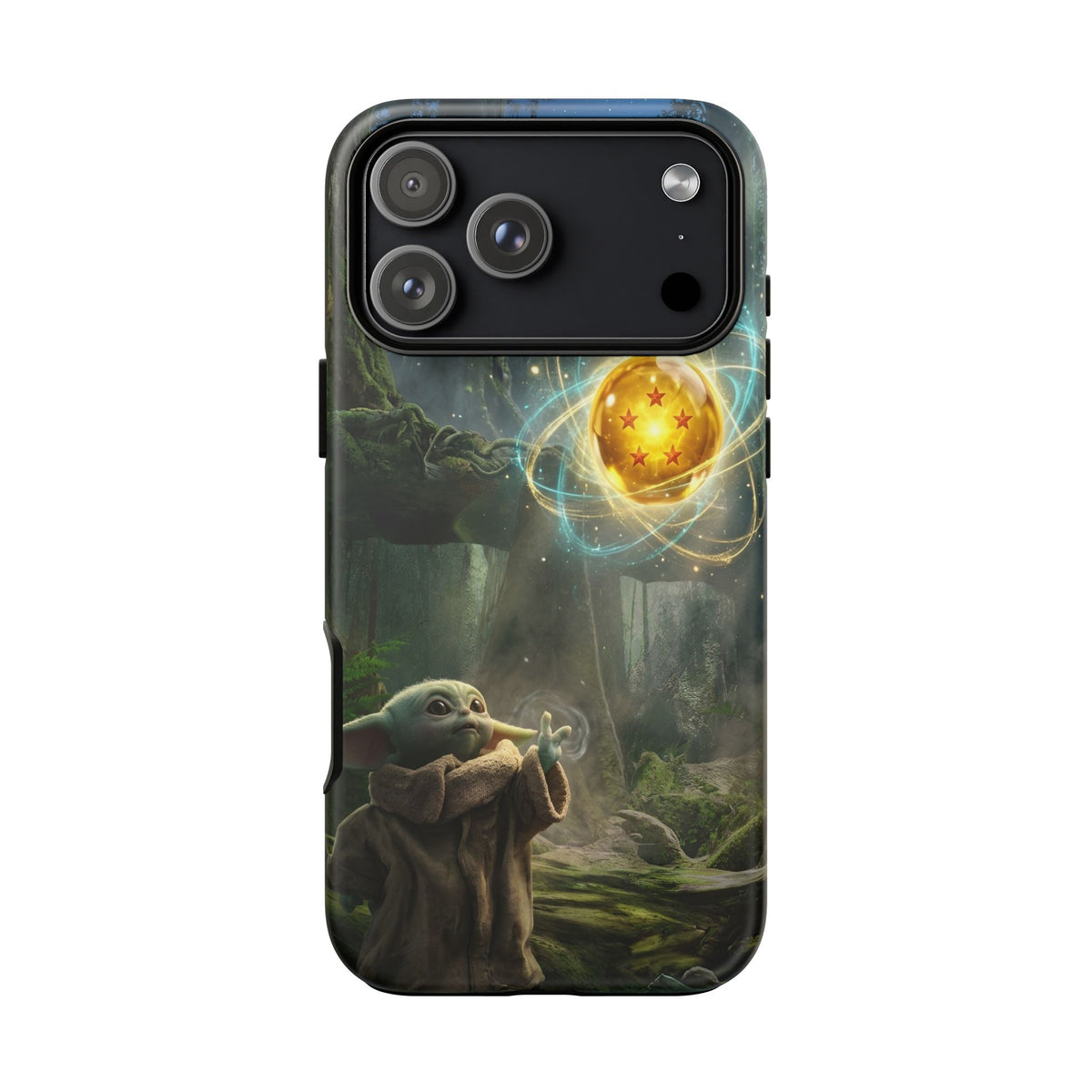 Grogu Dragonball Galaxy Forest Phone Case — Cute Baby Alien Magic Orb Design