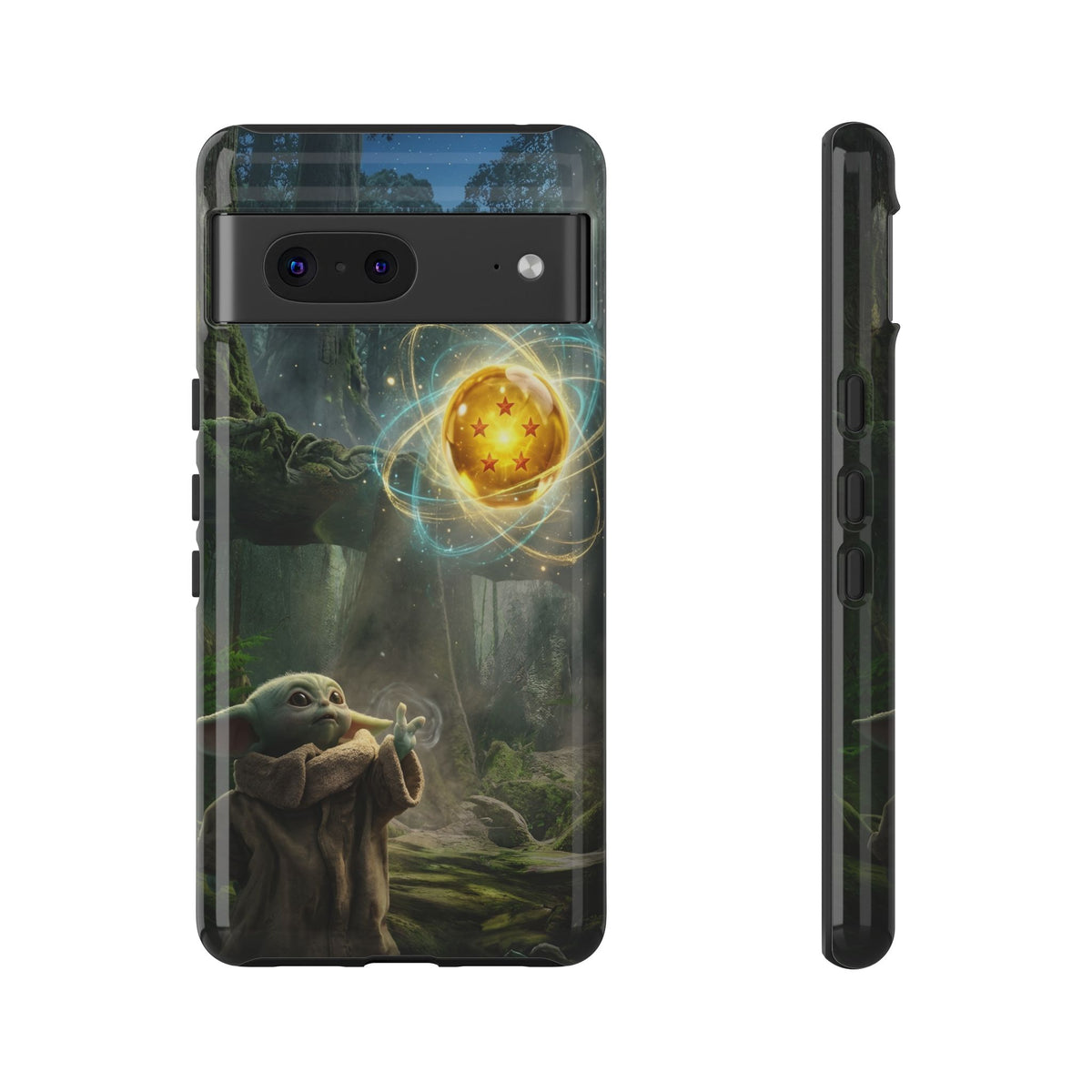 Grogu Dragonball Galaxy Forest Phone Case — Cute Baby Alien Magic Orb Design