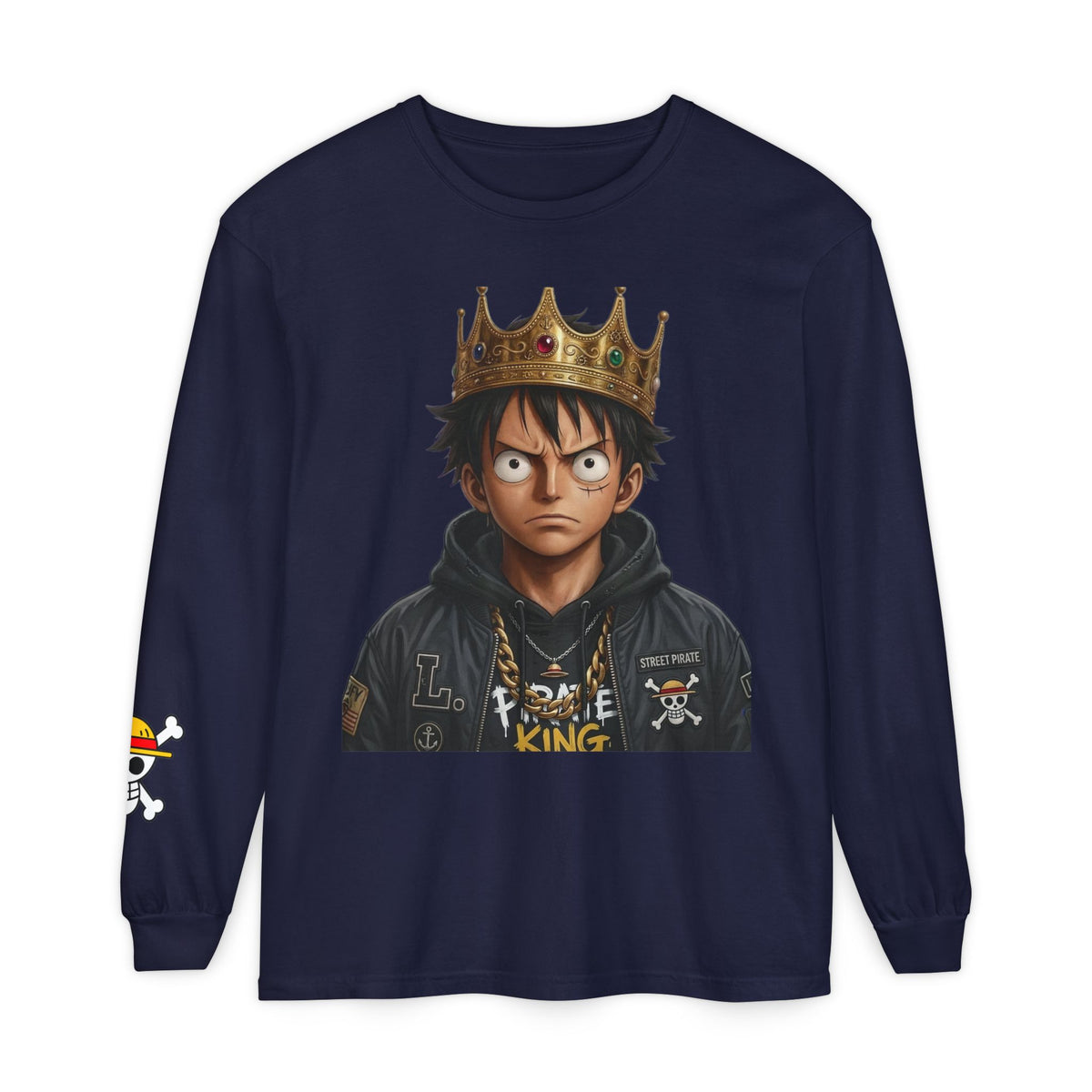 Crowned  Monkey d luffy Anime Pirate Long Sleeve Tee