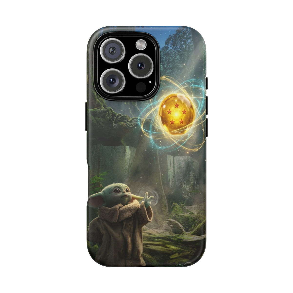 Grogu Dragonball Galaxy Forest Phone Case — Cute Baby Alien Magic Orb Design