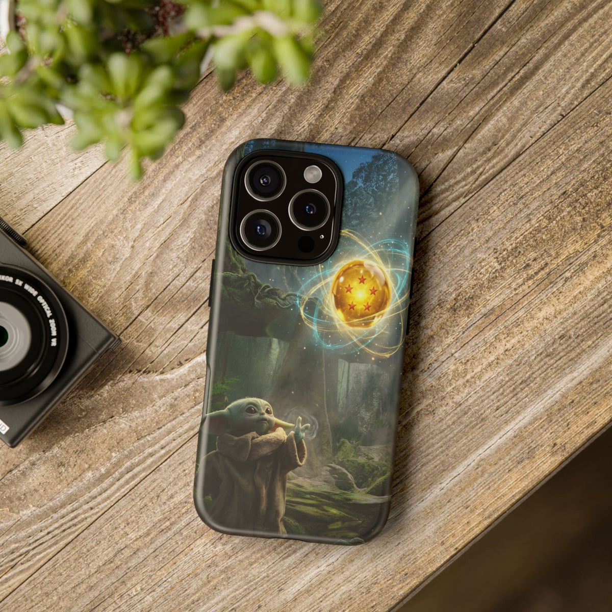 Grogu Dragonball Galaxy Forest Phone Case — Cute Baby Alien Magic Orb Design